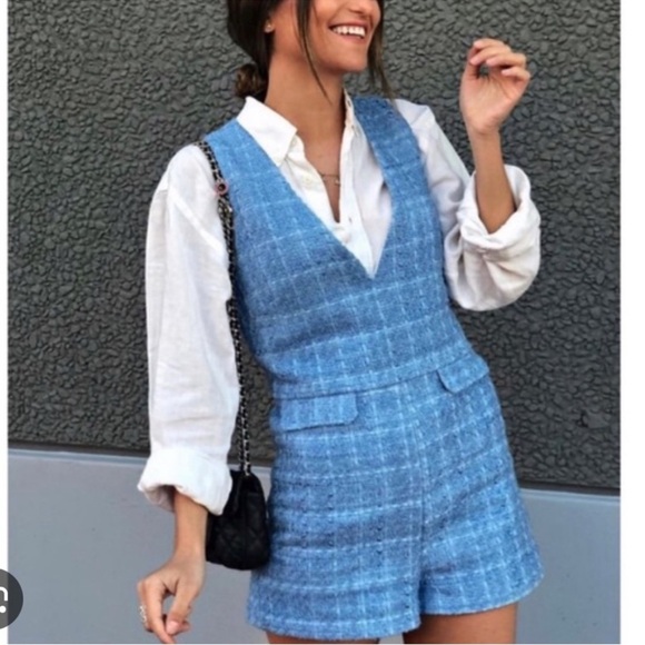 Last 🔥 ZARA blue textured romper - Picture 4 of 9